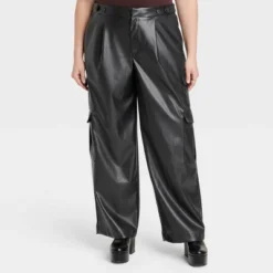 Women's High-Rise Straight Faux Leather Cargo Pants - A New Day™ Black -Women Clothing Sale GUEST 6d11f9b6 2377 4cc1 9a62 8768c917cc4d