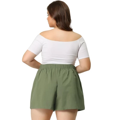 Agnes Orinda Women's Plus Size Pants Loose Slant Pocket Elastic Waist Straight Leg Shorts 4 Agnes Orinda Women's Plus Size Pants Loose Slant Pocket Elastic Waist Straight Leg Shorts - Image 4