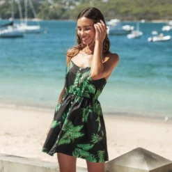 Women's Tropical Leaf Print Button Dress - Cupshe -Women Clothing Sale GUEST 737c9596 dc6c 43fd a305 381192a432c7