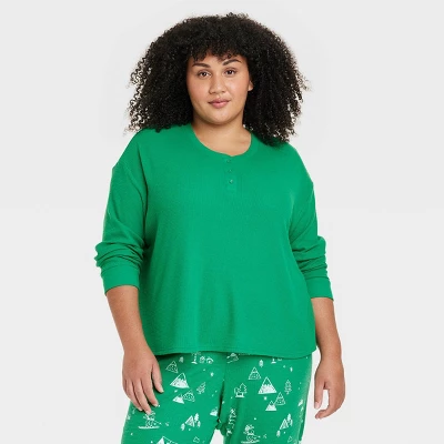 Women's Matching Family Thermal Pajama Top - Wondershop™ Green 4 Women's Matching Family Thermal Pajama Top - Wondershop™ Green - Image 4