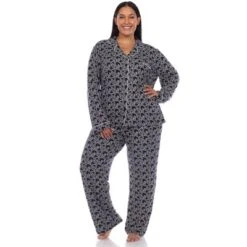 Plus Size Long Sleeve Heart Print Pajama Set - White Mark -Women Clothing Sale GUEST 741da4bb 0308 4156 9058 6efd3294246a