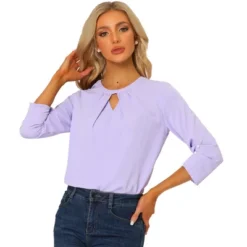 Allegra K Women's Work Office Keyhole Pleated Front Ruched 3/4 Sleeve Chiffon Blouse -Women Clothing Sale GUEST 7617e725 bfa5 488a b0ec fdf7f1f5ba3d