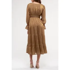 August Sky Women's Sheer Tiered Maxi Dress