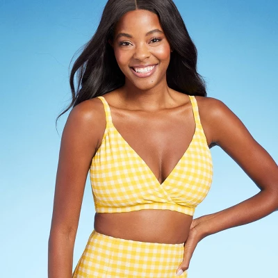 Women's Textured Gingham Triangle Bikini Top - Kona Sol™ Yellow 8 Women's Textured Gingham Triangle Bikini Top - Kona Sol™ Yellow - Image 8