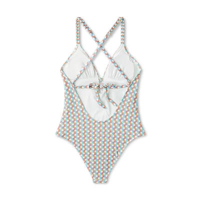 Women's Plunge Front High Leg One Piece Swimsuit - Shade & Shore™ Multi Geo Print 5 Women's Plunge Front High Leg One Piece Swimsuit - Shade & Shore™ Multi Geo Print - Image 5