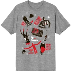 Nightmare On Elm Street Tossed Freddy Women's Heather Gray T-Shirt -Women Clothing Sale GUEST 78855215 09cd 4df1 9eae cad618bc8da7