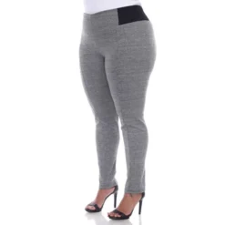 Women's Plus Size Jacquard Slim Pants - White Mark