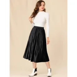 Allegra K Women's Accordion Swing Metallic Party Midi Pleated Skirt -Women Clothing Sale GUEST 7e787983 33d9 4a40 847a c05608952c1f