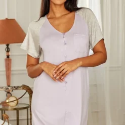 Womens Soft Knit Short Sleeve Nightgown, Button Down Night Shirt Pajamas 17 Womens Soft Knit Short Sleeve Nightgown, Button Down Night Shirt Pajamas -Women Clothing Sale GUEST 7fa3a9ae 9451 4ac6 bd97 f5c17c5298e9