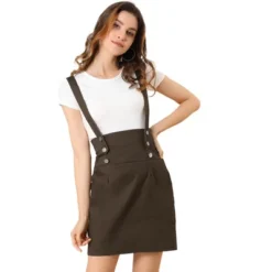 Allegra K Women's Button Decor High Waist Straight Braces Suspender Skirt -Women Clothing Sale GUEST 807d4626 866c 4182 8537 c2f1f63c0dd7