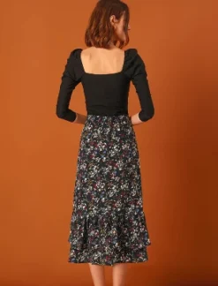 Allegra K Women's Chiffon Elastic Waist Ruffle Tiered Flowy Midi Printed Skirts -Women Clothing Sale GUEST 80b01841 dab9 4509 9f63 f730f7a586d2