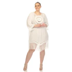 Plus Size Crocheted Fringed Trim Dress Cover Up - White Mark -Women Clothing Sale GUEST 8200b551 b836 4b86 a9e8 1cdc0d400f7f
