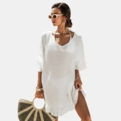 Women's Ruffled V-Neck Back Tie Cover-Up Mini Dress - Cupshe -Women Clothing Sale GUEST 82d97b23 074c 4c8a 9520 664a9b94cdae