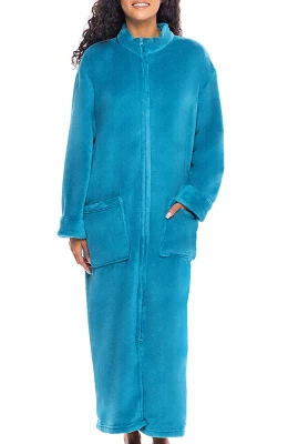 Women's Zip Up Fleece Robe, Soft Warm Plush Oversized Zipper Bathrobe 9 Women's Zip Up Fleece Robe, Soft Warm Plush Oversized Zipper Bathrobe - Image 9