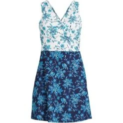 Lands' End Women's Chlorine Resistant Tummy Control Surplice Wrap Swim Dress One Piece Swimsuit -Women Clothing Sale GUEST 8637c978 199f 4d57 9110 1d39cc54c764