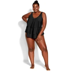 Women's Plus Size V Tiered Tankini Top - Black | AVENUE -Women Clothing Sale GUEST 866c8ca2 1954 4c05 82d3 c5b87d2dd493