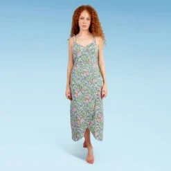 Liberty & Justice Women's Tied Strap Slit Front Cover Up Dress - Green/Pink Botanical Print -Women Clothing Sale GUEST 86bb2e6c f094 415b 85a1 74393defe12f