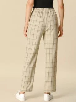 Allegra K Women's Plaid Elastic Waist Casual Work Office Long Trousers -Women Clothing Sale GUEST 873ec23a 88e2 4878 9d5e eddff9eccf7d
