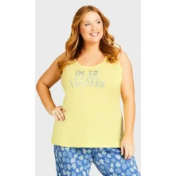 Women's Plus Size Eggstra Sleep Tank - Yellow| AVENUE -Women Clothing Sale GUEST 8751c9bd ef6b 4741 9948 c32f05fa9f5d