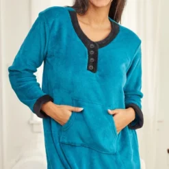 Women's Soft Warm Fleece Nightgown, Long Kaftan With Pockets For Winter -Women Clothing Sale GUEST 87a916ee dc9c 45b7 b970 e6d2535c8167
