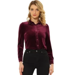 Allegra K Women's Button Down Blouse Solid Color Long Sleeve Velvet Work Shirt 13 Allegra K Women's Button Down Blouse Solid Color Long Sleeve Velvet Work Shirt -Women Clothing Sale GUEST 87c7bedf 60c2 4718 a0ca bf0272d570a3