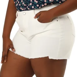 Agnes Orinda Women's Plus Size Denim Mid-Rise Stretchy Raw Hem Casual Jean Shorts -Women Clothing Sale GUEST 87dbe729 3622 4232 be98 fabbb31faf8e