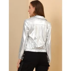Allegra K Women's Track Holographic Shiny Long Sleeve Metallic Zip Front Jacket 16 Allegra K Women's Track Holographic Shiny Long Sleeve Metallic Zip Front Jacket -Women Clothing Sale GUEST 88239b6a 2bca 4b2a ba95 a14fe3679618