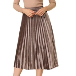 Allegra K Women's Accordion Swing Metallic Party Midi Pleated Skirt -Women Clothing Sale GUEST 88697ff0 ac23 451b ac21 8dc706374c47