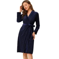 Allegra K Women's Velvet Bathrobe Soft Lounge Pajamas Sleepwear Tie Waist Flannel Robe -Women Clothing Sale GUEST 887191c7 93ba 4312 b462 cca3f3ca846f