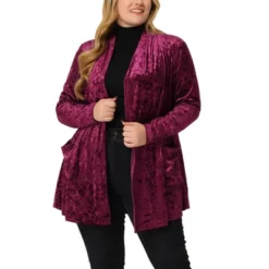 Agnes Orinda Plus Size Velvet Cardigans For Women Pocket Party Open Front Shawl -Women Clothing Sale GUEST 88c6c276 659f 44a0 91cc 3b24ac549e6f