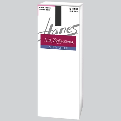 Hanes Silk Reflection Women's Sheer Toe 6pk Knee Highs One Size 1 Hanes Silk Reflection Women's Sheer Toe 6pk Knee Highs One Size