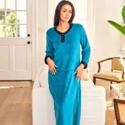 Women's Soft Warm Fleece Nightgown, Long Kaftan With Pockets For Winter -Women Clothing Sale GUEST 89f26e64 274f 4f97 ad48 2804a9010148