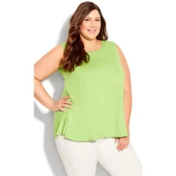 Women's Plus Size Fit N Flare Tank - Lime Green | AVENUE -Women Clothing Sale GUEST 8a4c773d d35a 4aee 8c96 d971afa8553e