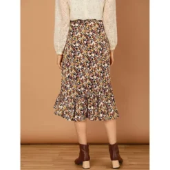 Allegra K Women's Summer Floral Elastic Waist High Low Ruffle Hem Midi Skirts -Women Clothing Sale GUEST 8d0daf13 d990 4a0c 9a2d c808716fd1be