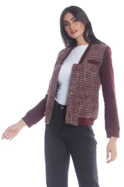 Members Only Women's Updated Tweed Varsity Jacket With Contrast Sleeve -Women Clothing Sale GUEST 8dd1c829 9b43 4198 bef4 47a46c3b8d62