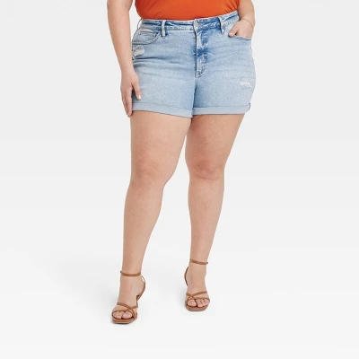 Women's High-Rise Denim Shorts - Ava & Viv™ 4 Women's High-Rise Denim Shorts - Ava & Viv™ - Image 4