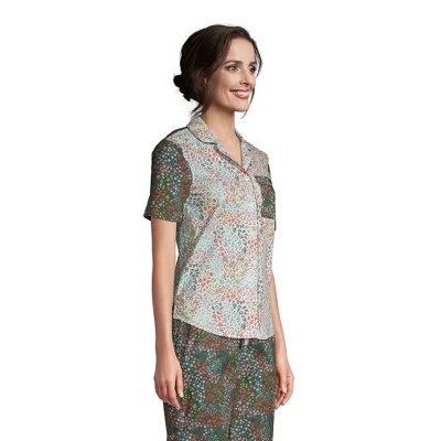 Lands' End Women's Short Sleeve Cotton Poplin Pajama Shirt 2 Lands' End Women's Short Sleeve Cotton Poplin Pajama Shirt - Image 2