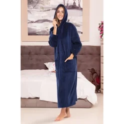 Women's Zip Up Fleece Robe With Hood, Soft Warm Plush Oversized Zipper Hooded Bathrobe -Women Clothing Sale GUEST 909462a0 4ff8 4671 9131 42aed653053a