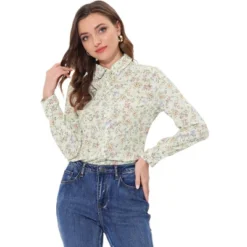 Allegra K Women's Point Collar Long Sleeve Button Down Floral Shirt -Women Clothing Sale GUEST 90b66ca8 350c 4ee3 a562 74de91f1ce53