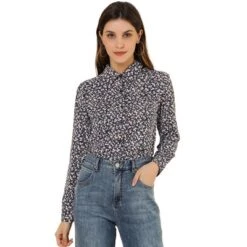 Allegra K Women's Point Collar Long Sleeve Button Down Floral Shirt -Women Clothing Sale GUEST 91c86299 e16f 4ea1 996a 55a5b447e4f5