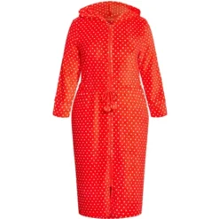 Women's Plus Size Zip Spot Robe - Red | AVENUE -Women Clothing Sale GUEST 9254c2fb a36e 4d16 8b62 1fc02b330c33