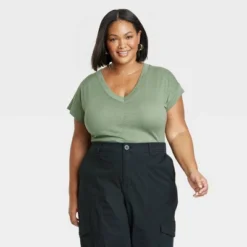 Women's Slub V-Neck Short Sleeve T-Shirt - Ava & Viv™ -Women Clothing Sale GUEST 94d17f6d c9d4 445d 9824 0a9a1bbb3f2c