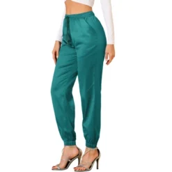 Allegra K Women's Drawstring Elastic Waist Athleisure Pants Ankle Length Satin Joggers With Pocket -Women Clothing Sale GUEST 9542648f 3693 4e6b 8b88 1c9a3d5032f7