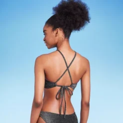 Women's High Next Halter Bralette Bikini Top - Wild Fable⢠Black Lurex