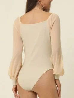 Seta T Women's Square Neck Sheer Long Sleeve Knit Bodysuit -Women Clothing Sale GUEST 982a64db 748b 4dcc bead fd373970b1f2