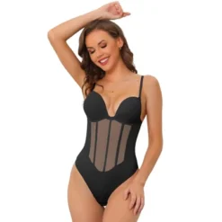 Allegra K Women's Mesh Panel Tummy Control Sculpting Leotard With Adjustable Straps -Women Clothing Sale GUEST 9b8b909b b7c8 4c23 a7b2 83ea9da45c6b