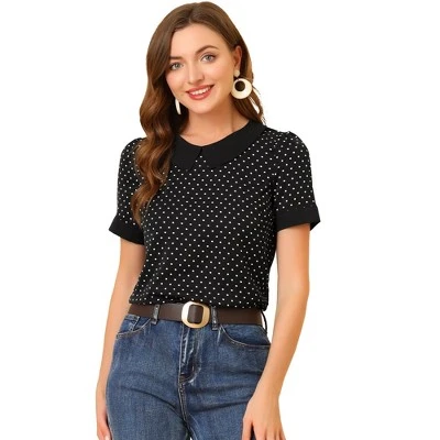 Allegra K Women's Peter Pan Collar Vintage Polka Dots Blouses 6 Allegra K Women's Peter Pan Collar Vintage Polka Dots Blouses - Image 6