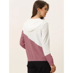 Allegra K Women's Color Block Drawstring Hem Long Sleeve Sport Hooded Zip Lightweight Jacket -Women Clothing Sale GUEST 9ecc431d 51dc 4341 9479 eb565fc01528