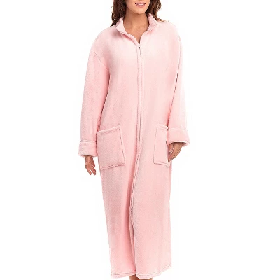 Women's Zip Up Fleece Robe, Soft Warm Plush Oversized Zipper Bathrobe 14 Women's Zip Up Fleece Robe, Soft Warm Plush Oversized Zipper Bathrobe - Image 14