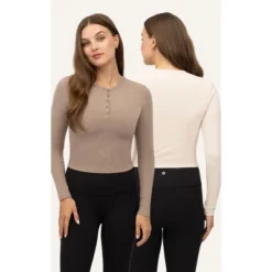 Yogalicious Womens 2 Pack Velvety Heather Valentina Long Sleeve Henley Crop Top 9 Yogalicious Womens 2 Pack Velvety Heather Valentina Long Sleeve Henley Crop Top -Women Clothing Sale GUEST a2536e3f 4d54 47d2 abd3 924a0b670c35